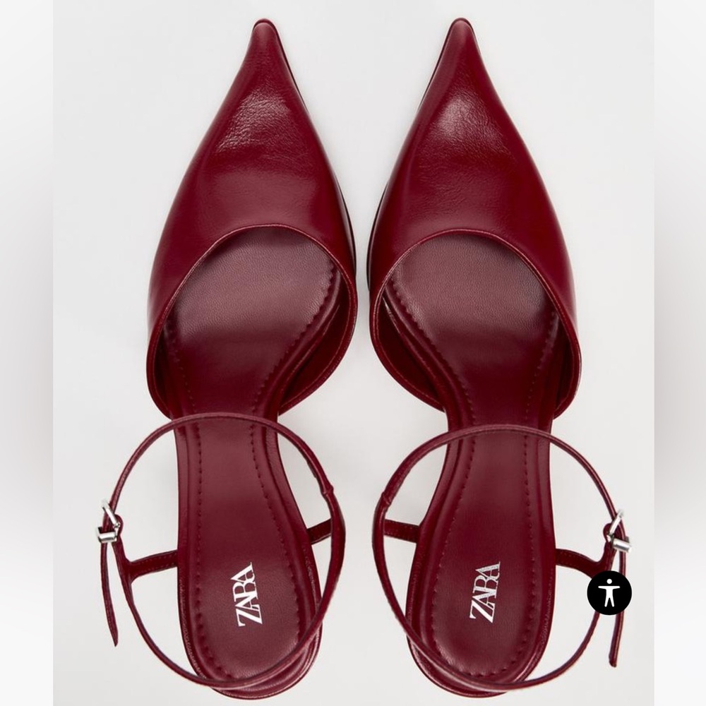 Zara Bordeaux Point Toe Heels